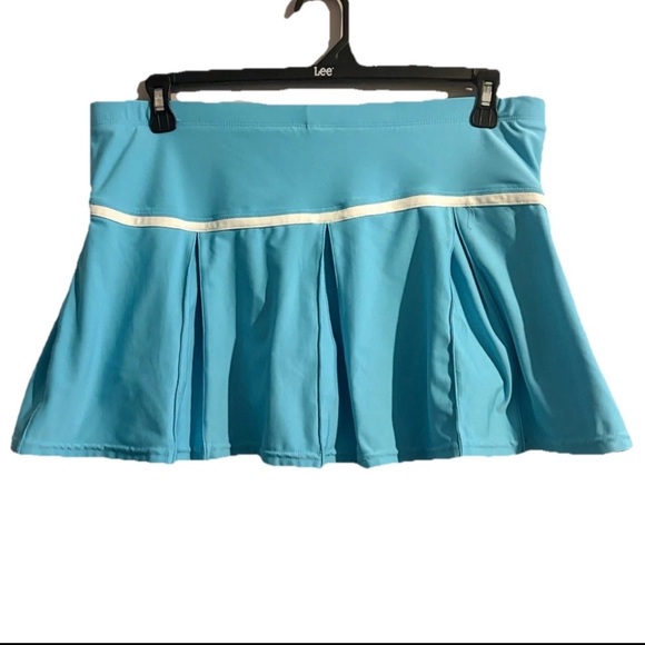 Nike Aqua Blue White Stripe Pleated Mini Tennis Golf Skort Athleisure Size Lg. - Picture 3 of 11